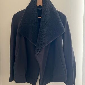 ALLSAINTS Black Jacket with Shearling Collar